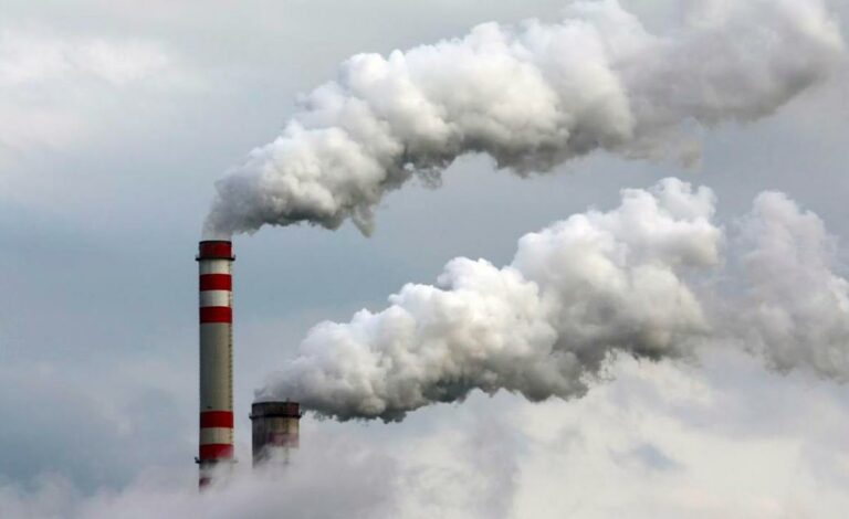 carbón, fábrica, gases