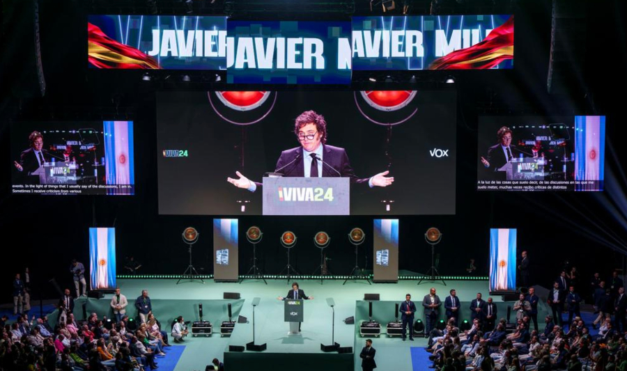 Javier Milei, congreso, atril, Madrid, mayo 2024