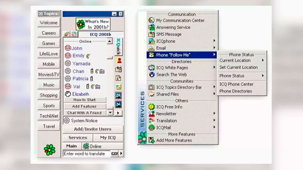 ICQ, servicio de mensajería, internet