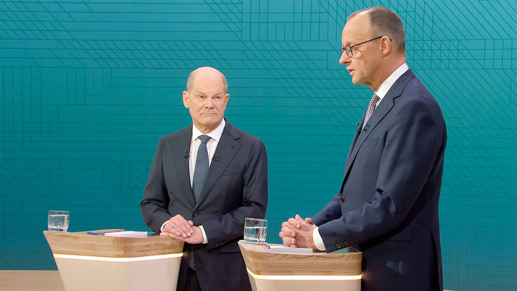 Friedrich Merz, Olaf Scholz, debate, Elecciones Alemania 2025, Debate electoral, Política alemana, Unión Cristianodemócrata (CDU), Partido Socialdemócrata (SPD), Migración en Europa, Economía alemana, Proyecciones electorales