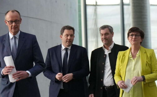 Friedrich Merz, Lars Klingbeil, Markus Söder, Saskia Esken
