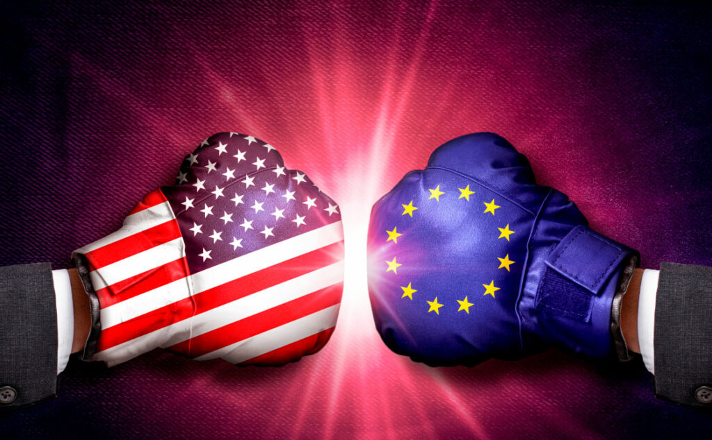 Trump, Unión Europea, guerra comercial, Comercio internacional, Aranceles, Guerra comercial, Estados Unidos, Unión Europea, Aranceles punitivos, Exportaciones, Importaciones, Industria del acero, Política comercial, Economía global, Medidas de represalia, Mercados internacionales, Donald Trump, Ursula von der Leyen