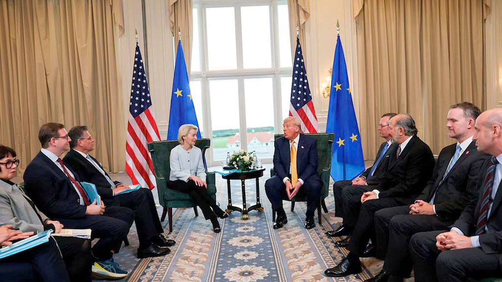 Estados Unidos, Unión Europea, guerra comercial, Comercio internacional, Aranceles, Donald Trump, Ursula von der Leyen, Exportaciones, Acuerdo comercial, Economía europea, Argentina y el comercio global