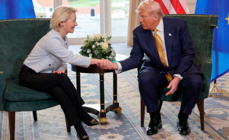 Estados Unidos, Unión Europea, guerra comercial, Comercio internacional, Aranceles, Donald Trump, Ursula von der Leyen, Exportaciones, Acuerdo comercial, Economía europea, Argentina y el comercio global