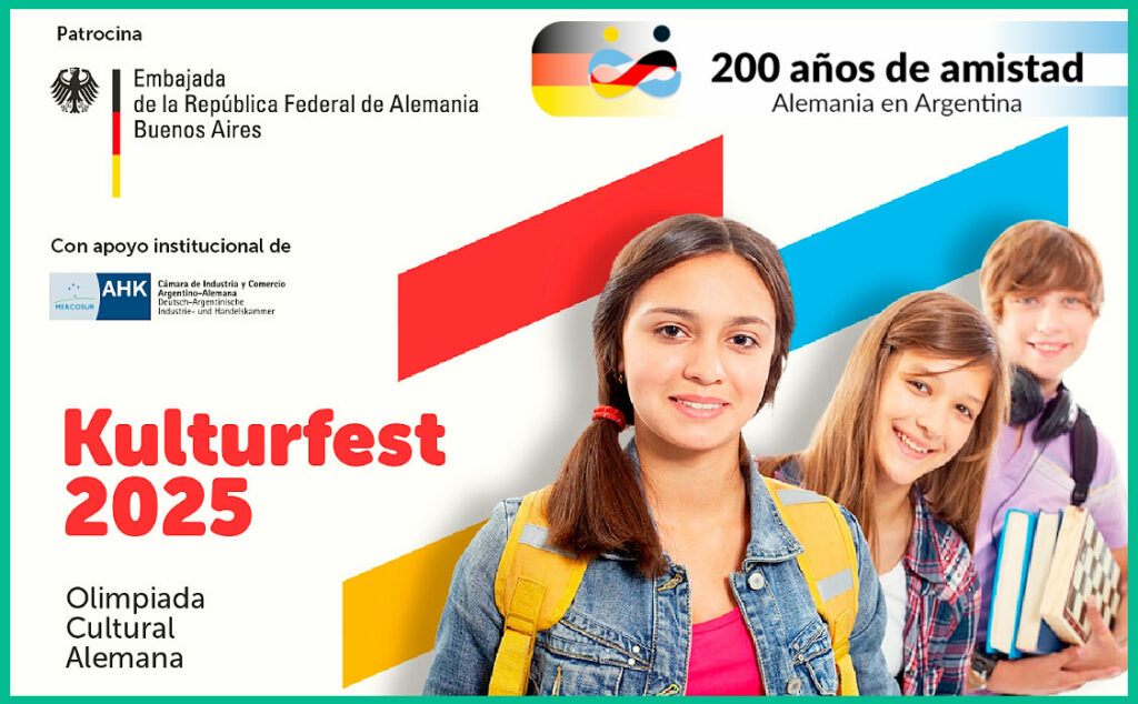 Kulturfest, 200 años de inmigración alemana, Olimpiada Cultural, Inmigración alemana en Argentina, Cultura germano-argentina, Juventud y legado, Comunidades alemanas en Argentina, Educación intercultural, FAAG, Club Alemán de Buenos Aires, Stiftung Verbundenheit, JungesNetzwerk, Embajada de Alemania en Argentina, Participación juvenil, Concursos culturales, Bicentenario inmigración alemana, Identidad cultural, Alemania y Argentina, Intercambio educativo, Premios culturales, Comunidad germana, Eventos juveniles