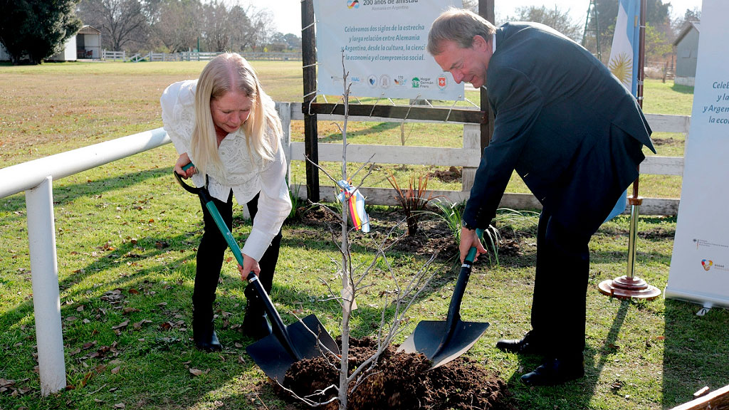 Baradero, CEABA, Sociedad Suiza de Baradero, Embajada de Alemania, Embajada de Suiza, Comunidad germano-argentina, Amistad Argentina-Alemania, Amistad Argentina-Suiza, Hogar German Frers, Inmigración suiza, Inmigración alemana, Patrimonio cultural, Bicentenario, Relaciones bilaterales, Música y cultura, Árbol de ginkgo biloba