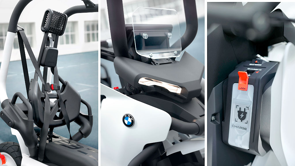 BMW, Vision CE, IAA Mobility 2025, Movilidad urbana eléctrica, scooter eléctrico BMW, moto sin casco, BMW C1 2025, BMW Motorrad, IAA Mobility 2025, jaula de seguridad moto, autoequilibrio scooter, movilidad urbana eléctrica, scooter premium Alemania