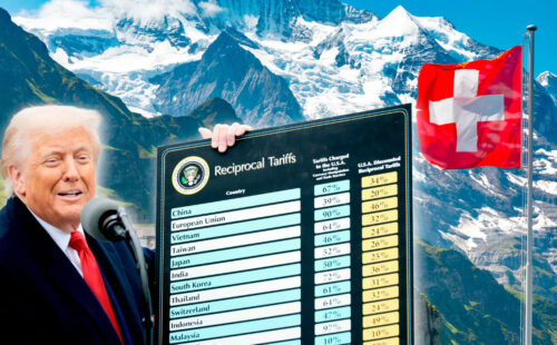 Donald Trump, Exportaciones suizas, Aranceles Estados Unidos, impacto económico Suiza Estados Unidos, relojes suizos exportaciones, chocolate suizo aranceles, farmacéuticas suizas Estados Unidos, Karin Keller-Sutter, Federación Relojera Suiza, Roger Wehrli Chocosuisse, Roche Novartis Suiza, economía suiza 2025, Banco Nacional Suizo, proteccionismo Trump, relaciones comerciales Suiza EE. UU., caída de exportaciones suizas, crisis del comercio internacional