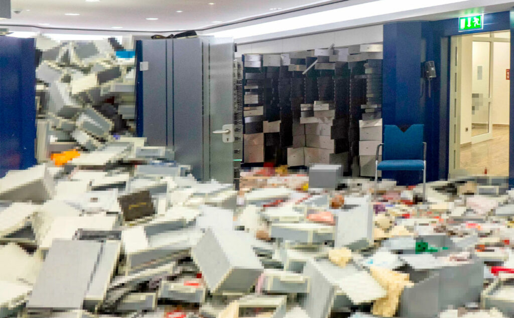 robo bancario, Gelsenkirchen, Alemania, Sparkasse atraco, robo cajas seguridad, crimen Alemania, robo millonario, Renania del Norte-Westfalia, delito bancario Europa, investigación policial, seguridad bancaria Alemania