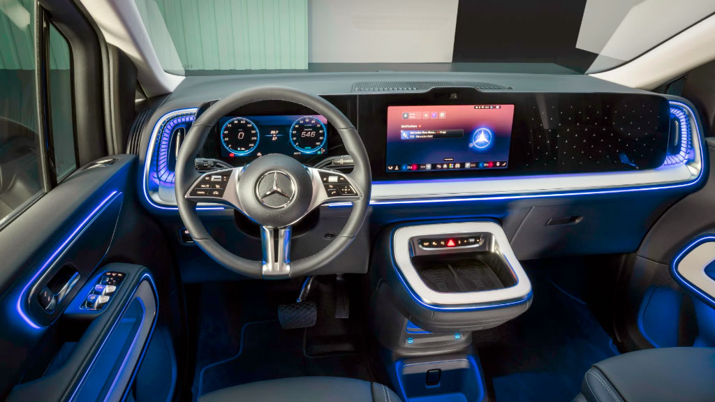 Mercedes-Benz, monovolumen eléctrico, movilidad Premium, Mercedes VLE eléctrico, monovolumen eléctrico de lujo, Mercedes VAN.EA, autonomía 700 kilómetros eléctrico, Mercedes Vitoria España, carga 800 voltios furgoneta, Mercedes VLE precio, MBUX Superscreen, monovolumen 8 plazas eléctrico, Mercedes VLE vs Clase V
