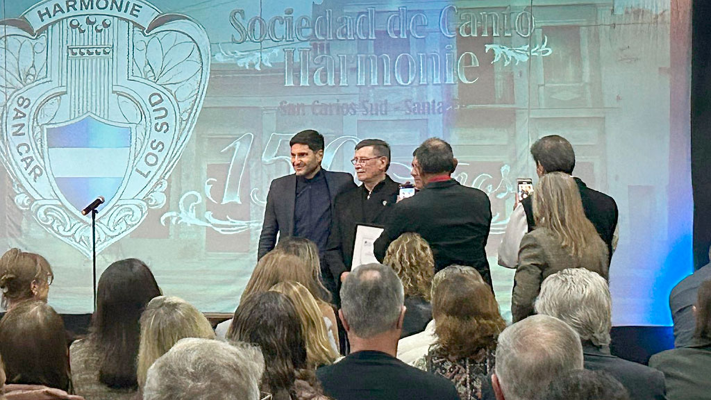 Sociedad de Canto Harmonie, San Carlos Sud, Maximiliano Pullaro, 150 aniversario San Carlos Sud, Santa Fe