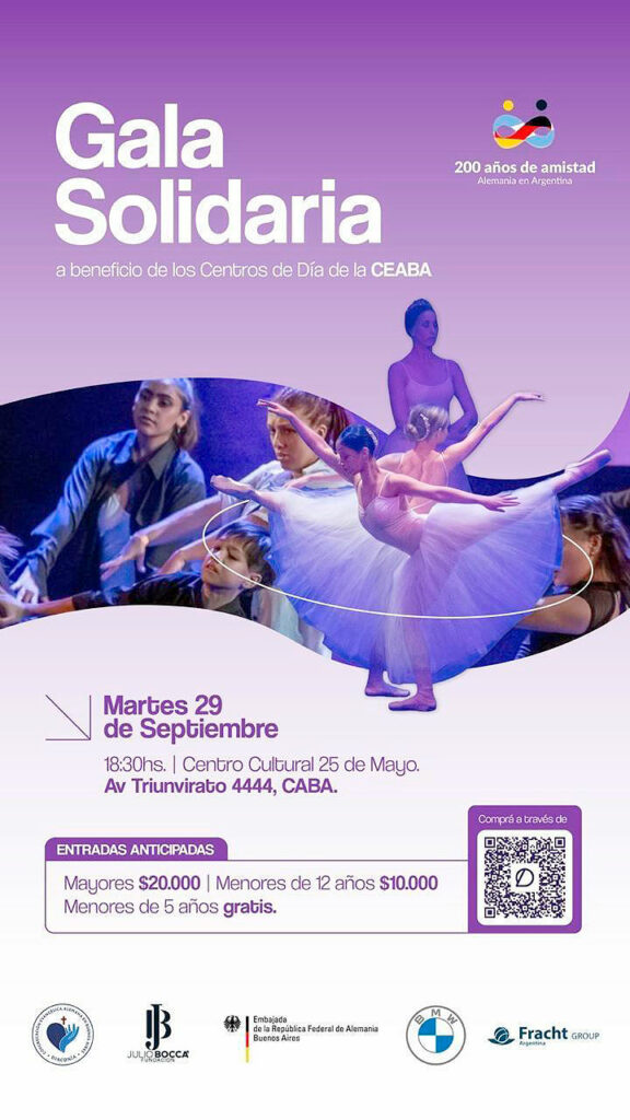 CEABA, Fundación Julio Bocca, Gala Solidaria, Congregación Evangélica Alemana, Congregación Evangélica Alemana en Buenos Aires, Diaconía CEABA, Fundación Julio Bocca, Julio Bocca, gala Fundación Julio Bocca, comunidad argentino-alemana, comunidad alemana en Buenos Aires, Centro Cultural 25 de Mayo, Hogar Germán Frers, Centro de Día Arcángel Gabriel, Baradero, Los Polvorines, Malvinas Argentinas, solidaridad, infancia vulnerable, ayuda a niños y adolescentes, obra social CEABA, diaconía, gala benéfica Buenos Aires, gala solidaria Buenos Aires, 200 años Alemania Argentina